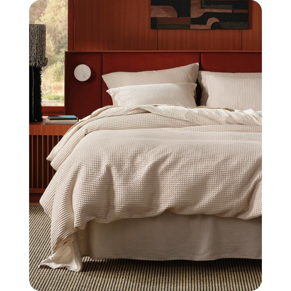 New Bedsure Cotton Duvet Cover Full - 100% Cotton Waffle Weave Beige Full